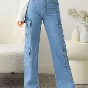 SHEIN teen girls flap pocket cargo jeans